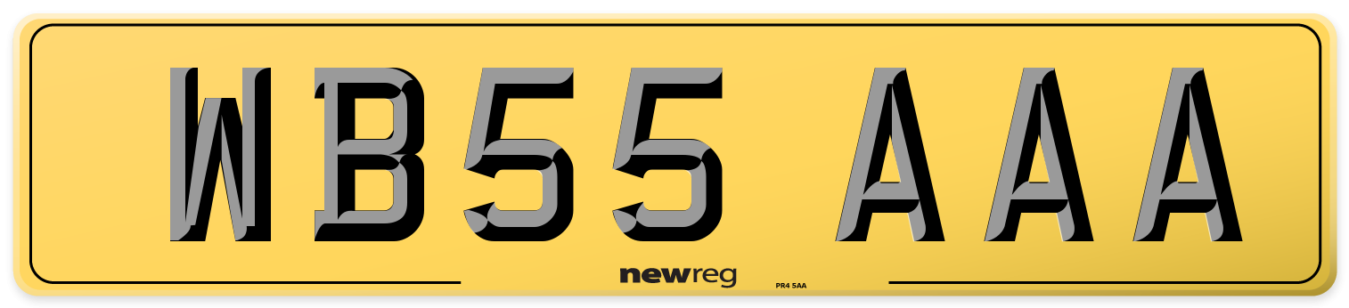 WB55 AAA Rear Number Plate