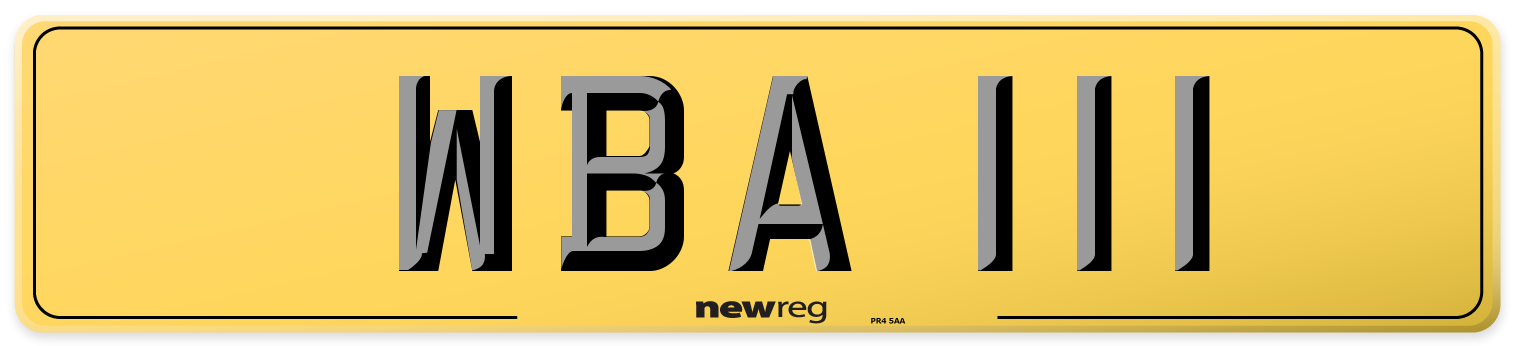 WBA 111 Rear Number Plate