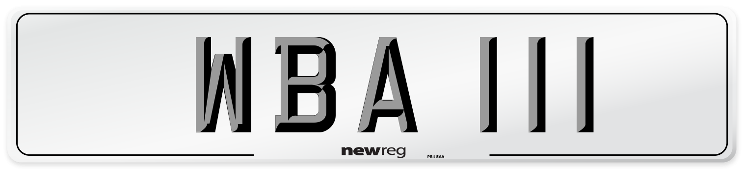 WBA 111 Front Number Plate