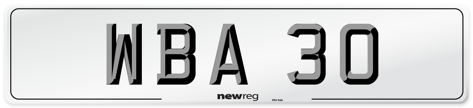 WBA 30 Front Number Plate