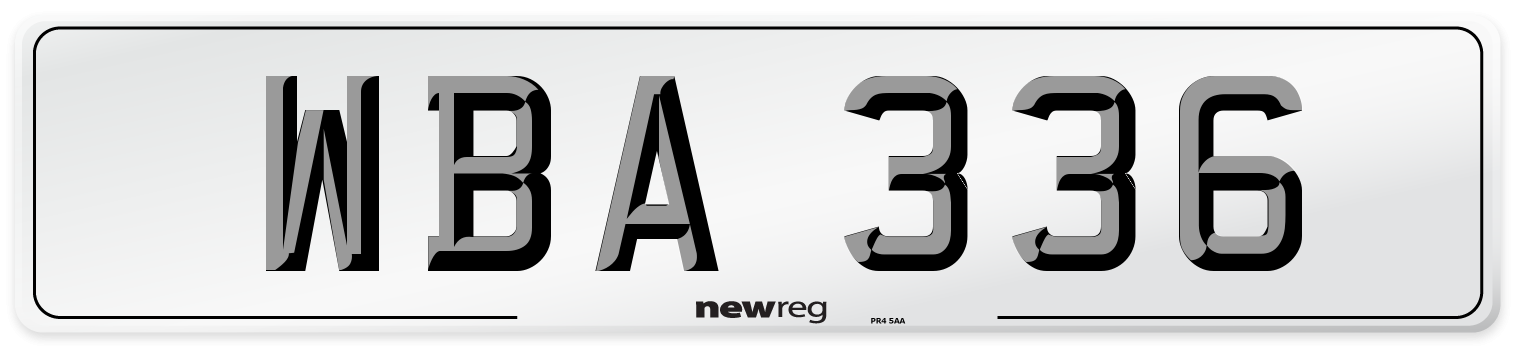 WBA 336 Front Number Plate