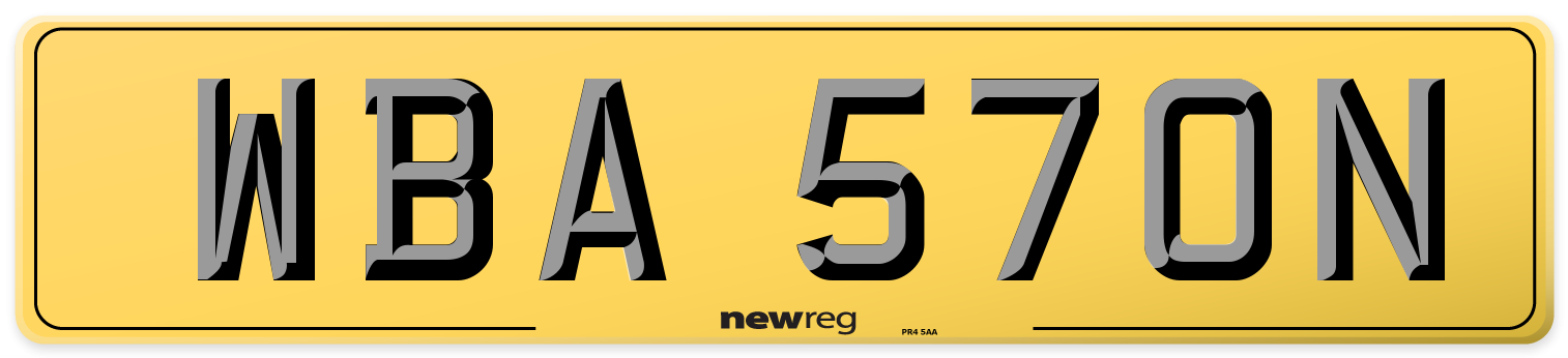 WBA 570N Rear Number Plate