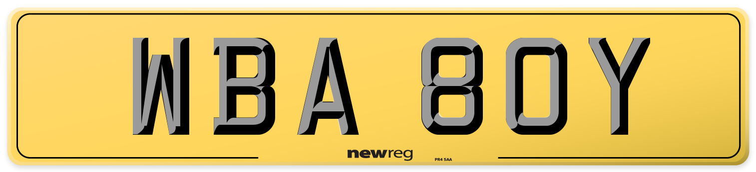WBA 80Y Rear Number Plate