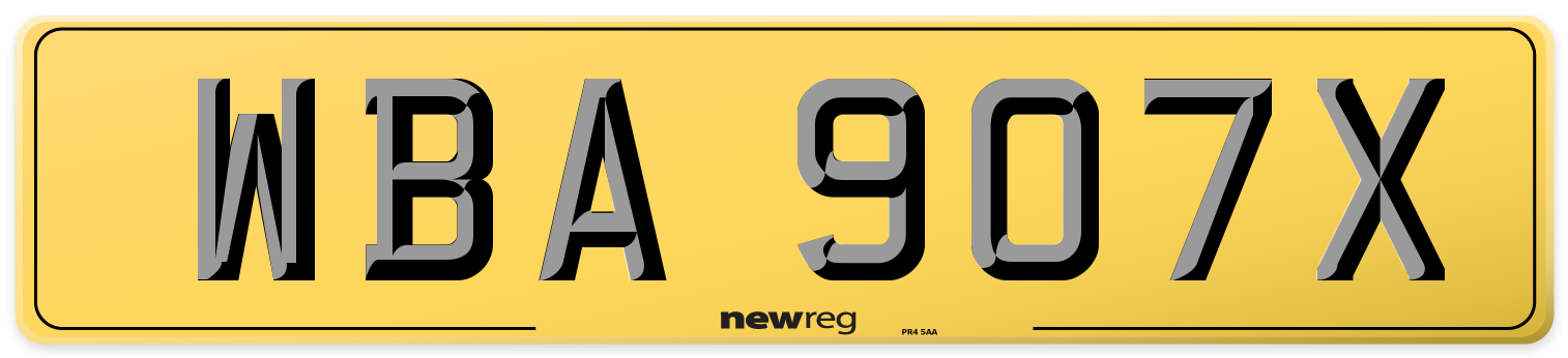 WBA 907X Rear Number Plate