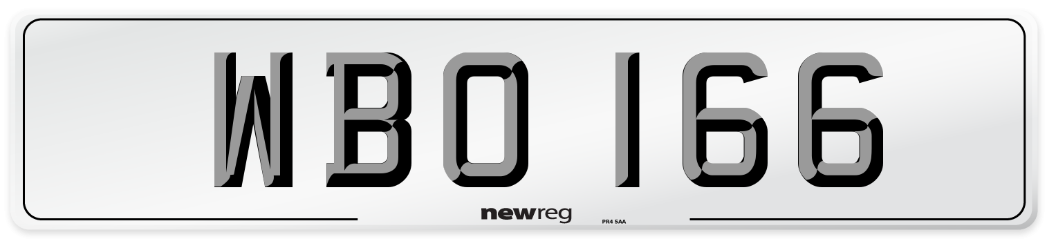 WBO 166 Front Number Plate