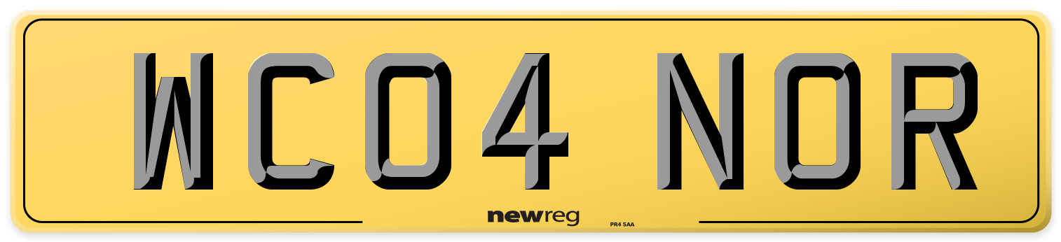 WC04 NOR Rear Number Plate