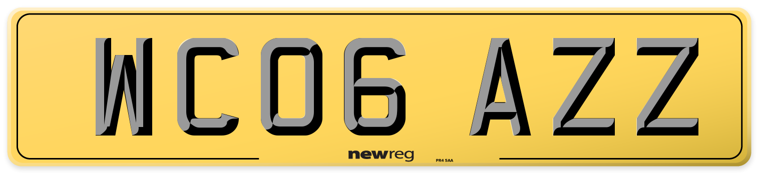 WC06 AZZ Rear Number Plate