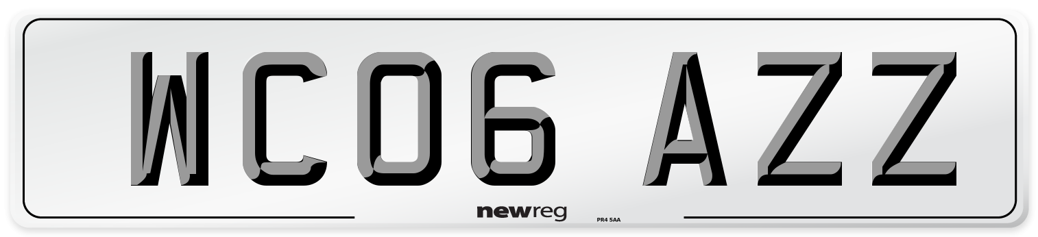 WC06 AZZ Front Number Plate