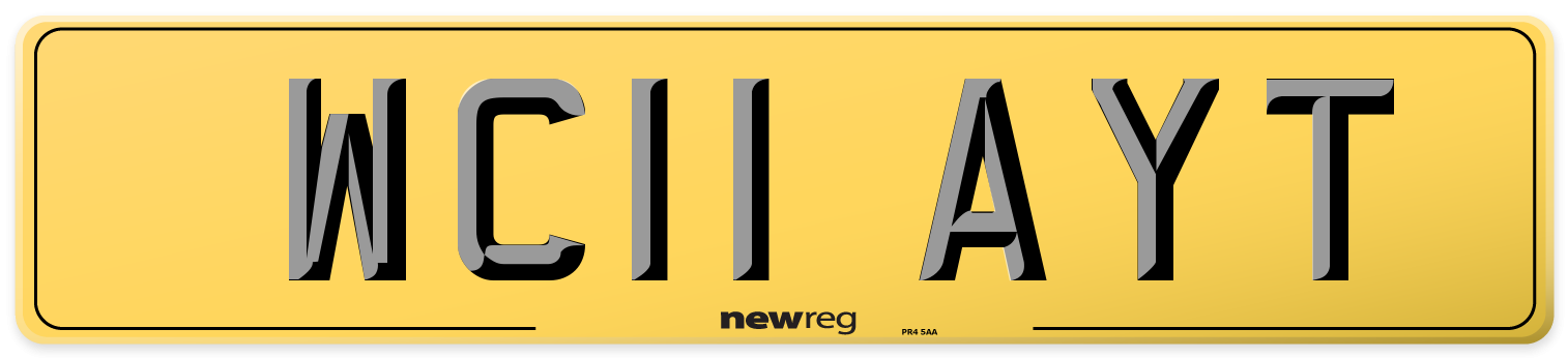 WC11 AYT Rear Number Plate
