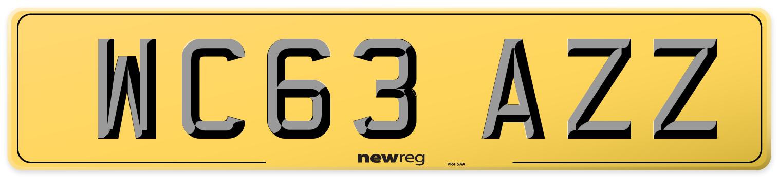 WC63 AZZ Rear Number Plate