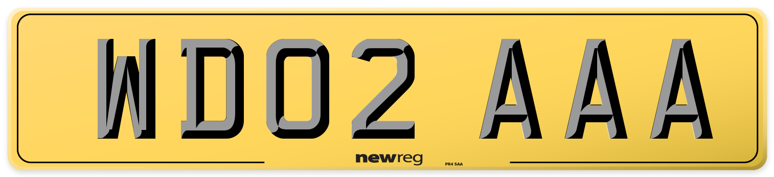 WD02 AAA Rear Number Plate