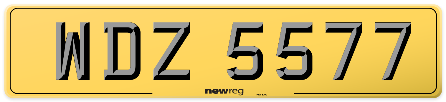 WDZ 5577 Rear Number Plate