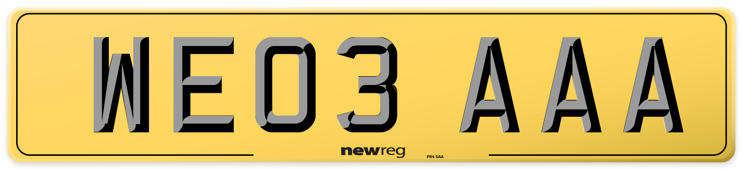 WE03 AAA Rear Number Plate