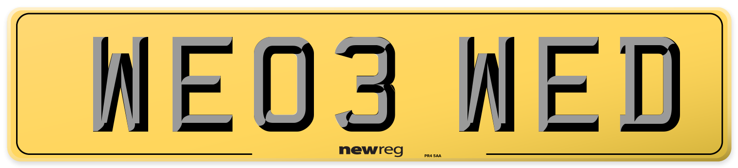 WE03 WED Rear Number Plate