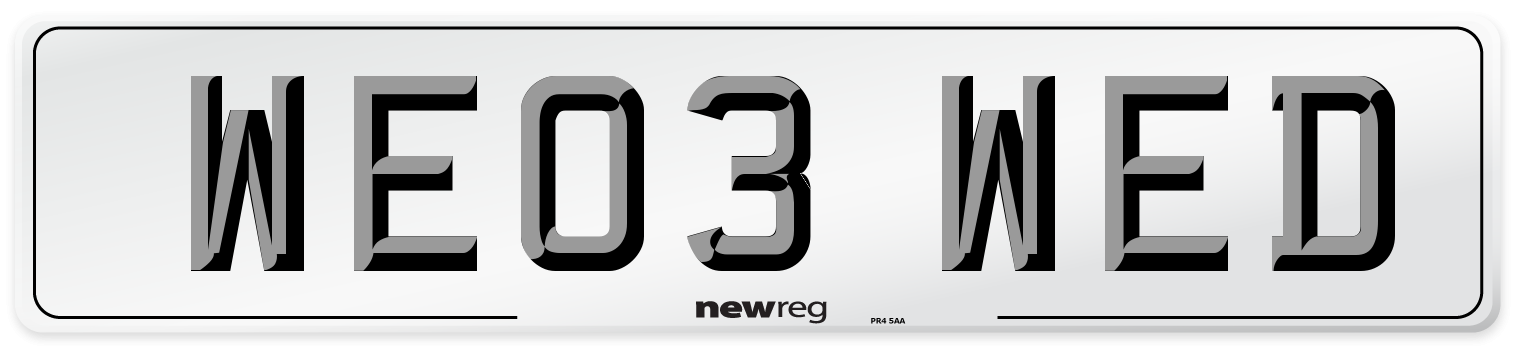 WE03 WED Front Number Plate