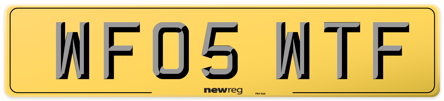 WF05 WTF Rear Number Plate