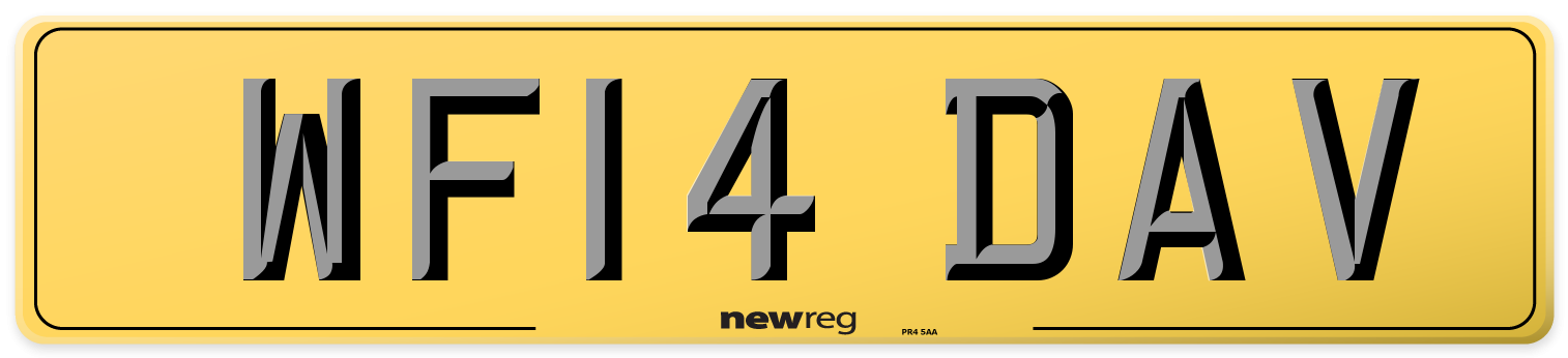 WF14 DAV Rear Number Plate