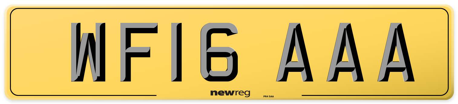 WF16 AAA Rear Number Plate