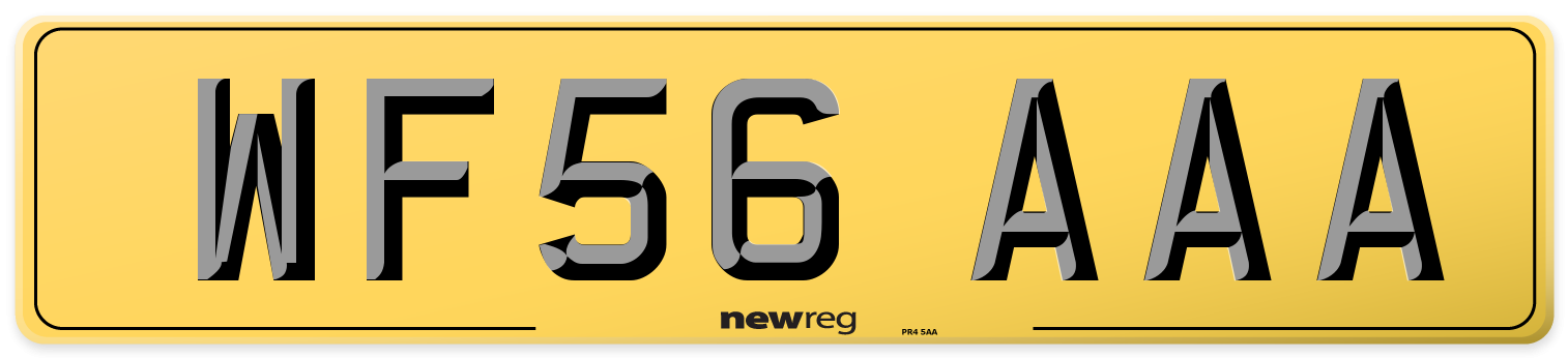 WF56 AAA Rear Number Plate