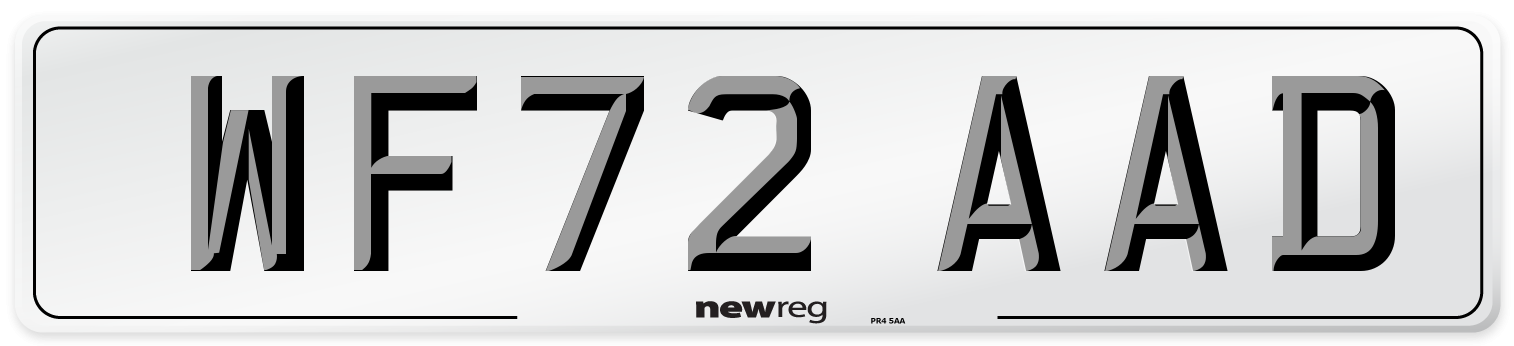 WF72 AAD Front Number Plate