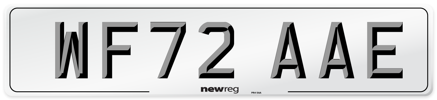WF72 AAE Front Number Plate