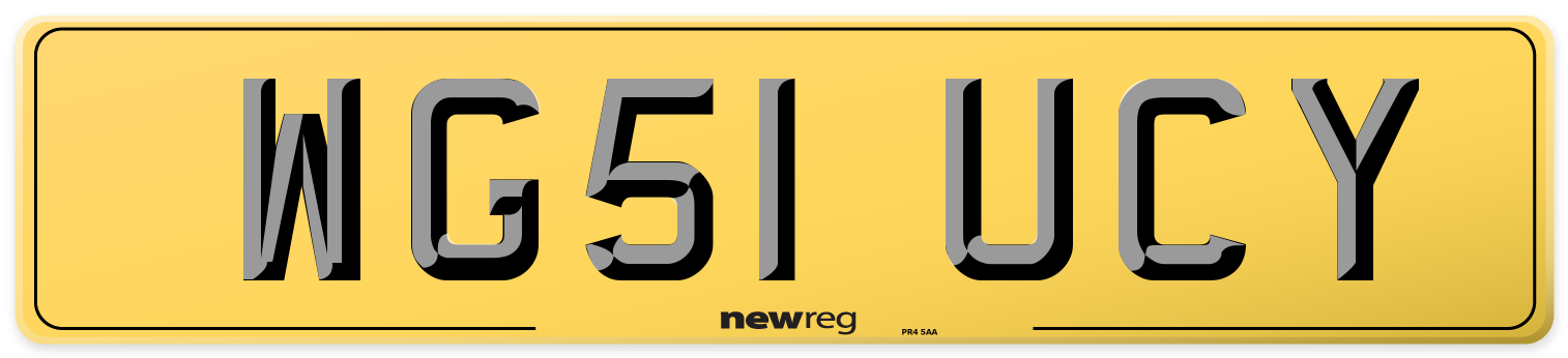 WG51 UCY Rear Number Plate
