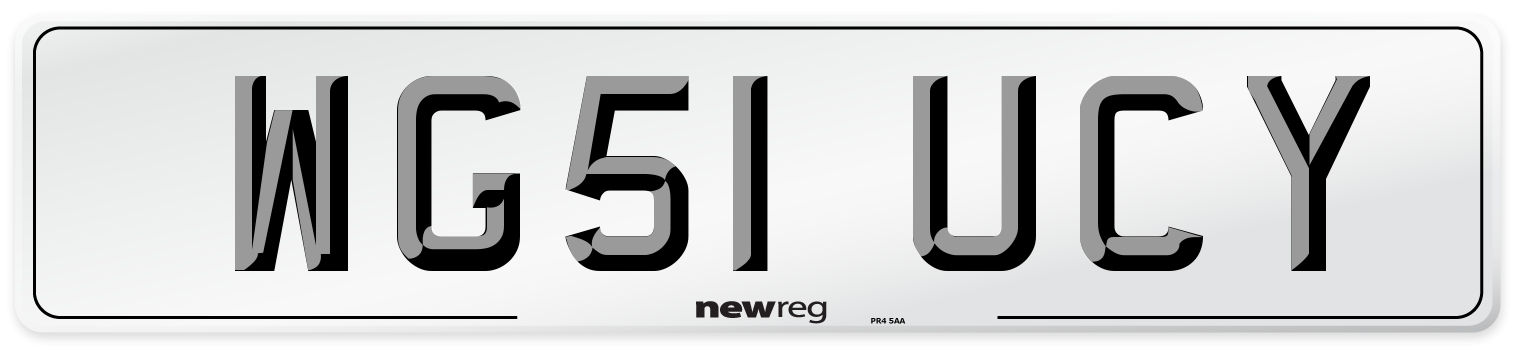 WG51 UCY Front Number Plate