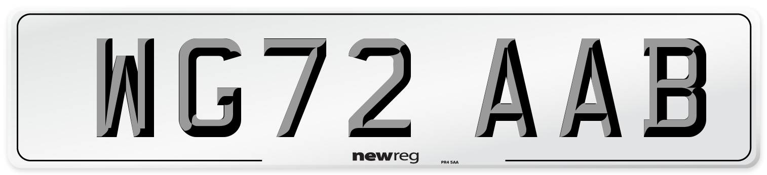 WG72 AAB Front Number Plate