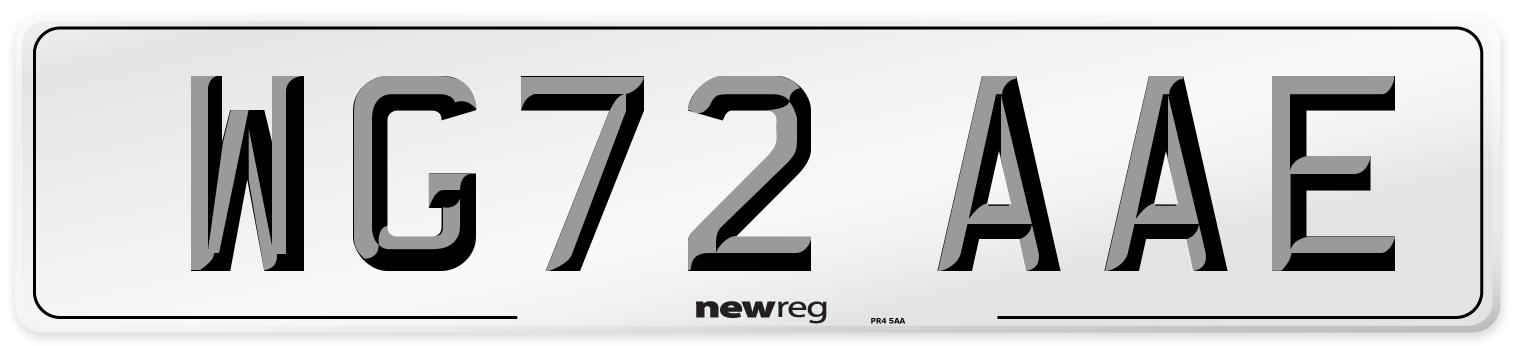 WG72 AAE Front Number Plate