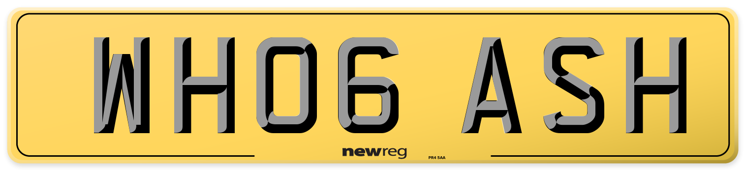 WH06 ASH Rear Number Plate