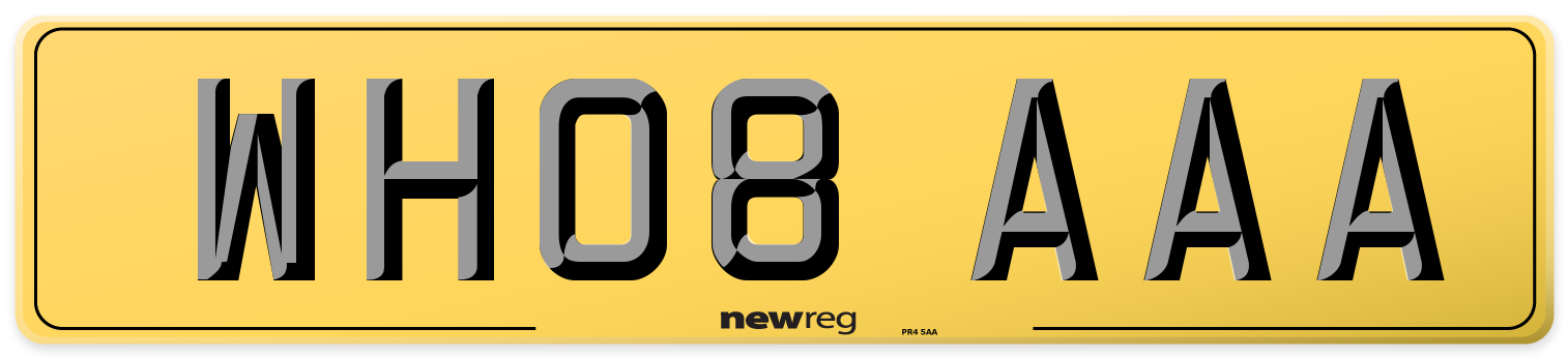 WH08 AAA Rear Number Plate