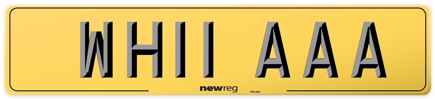 WH11 AAA Rear Number Plate