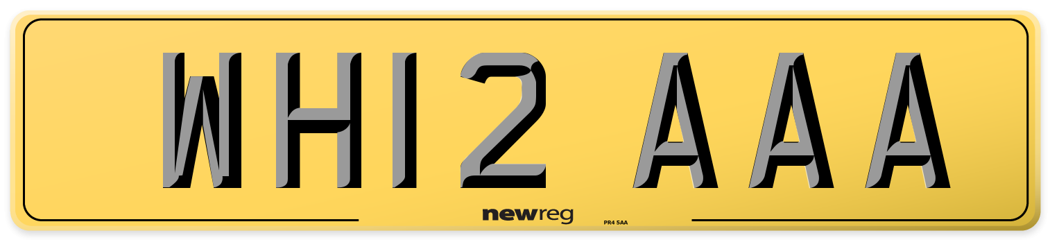 WH12 AAA Rear Number Plate