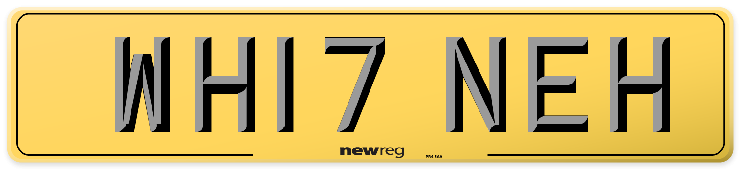 WH17 NEH Rear Number Plate
