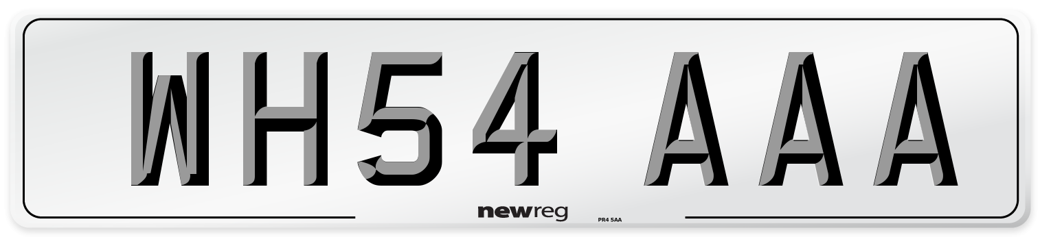 WH54 AAA Front Number Plate