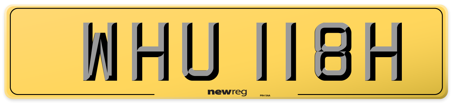 WHU 118H Rear Number Plate