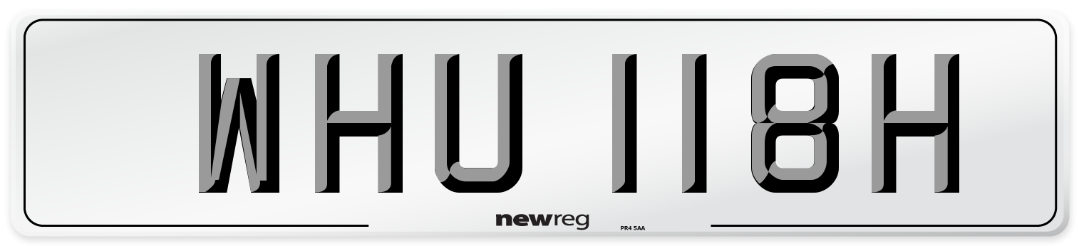 WHU 118H Front Number Plate