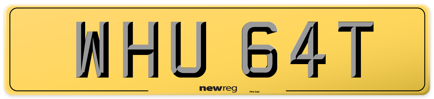 WHU 64T Rear Number Plate