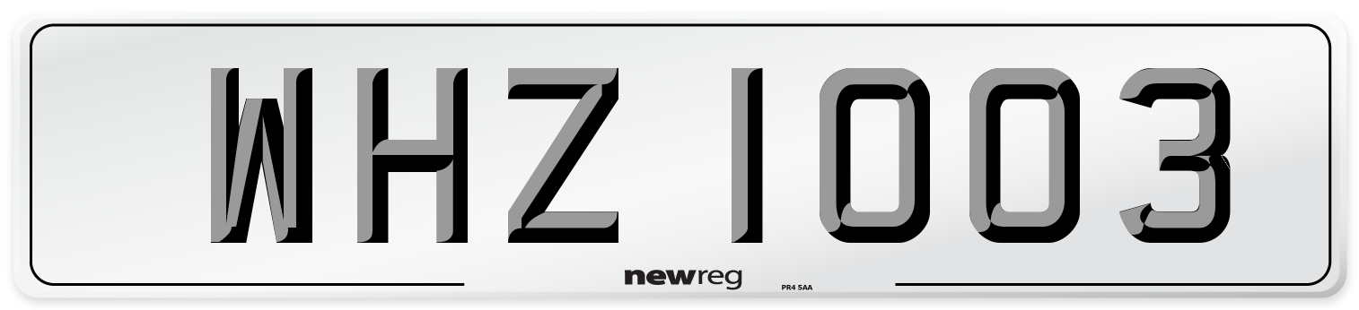 WHZ 1003 Front Number Plate