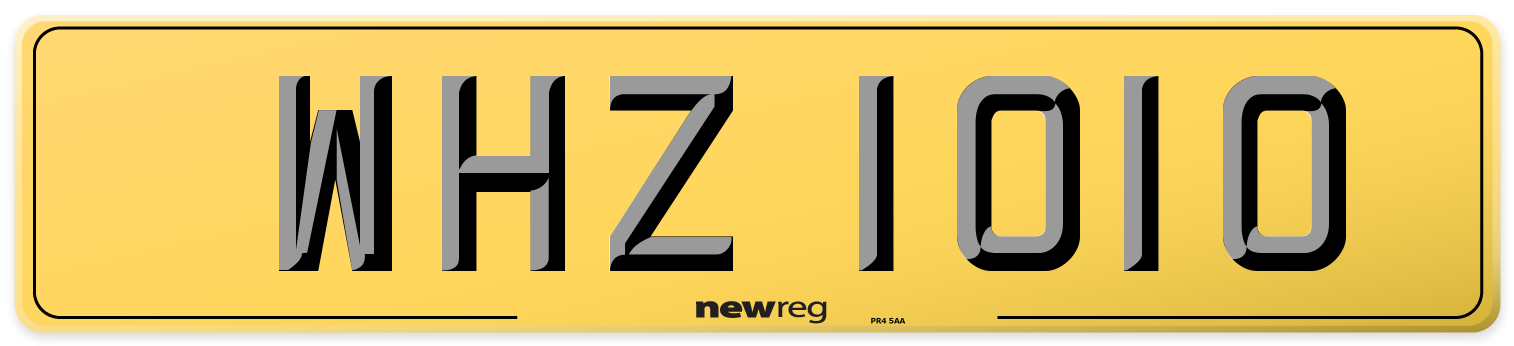 WHZ 1010 Rear Number Plate