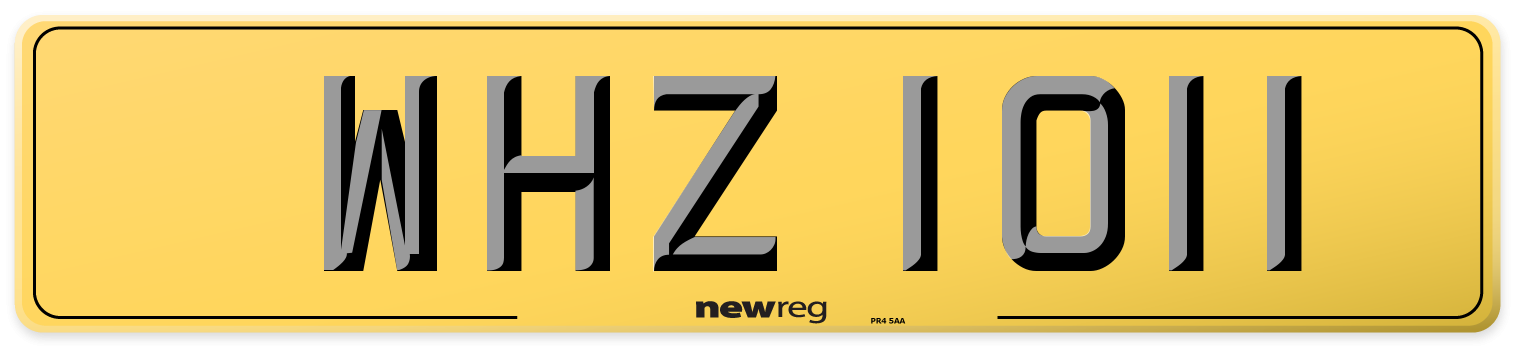 WHZ 1011 Rear Number Plate