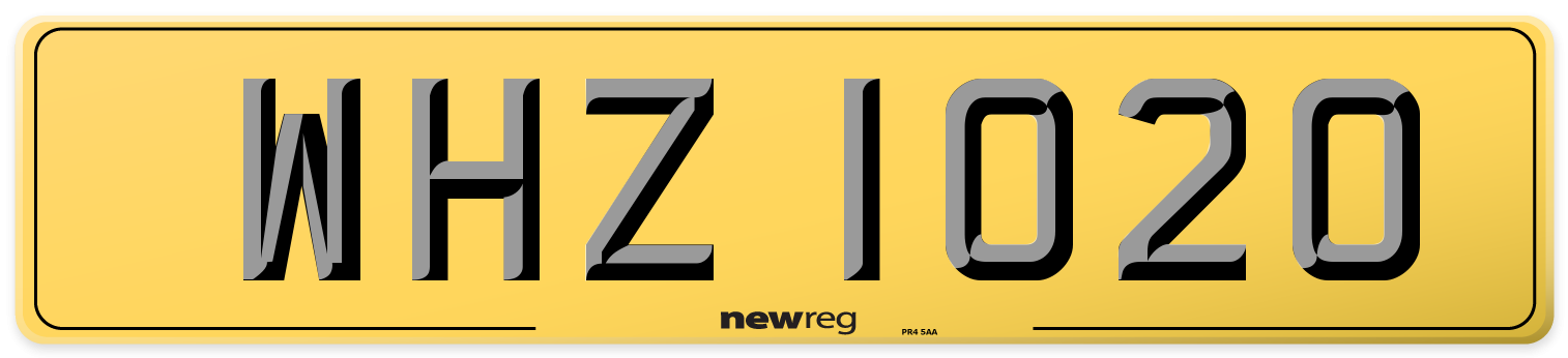 WHZ 1020 Rear Number Plate