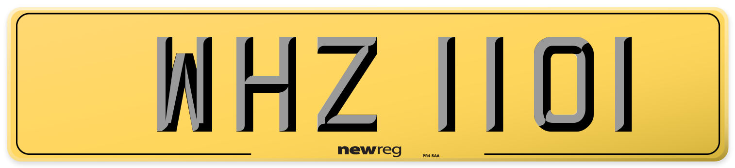 WHZ 1101 Rear Number Plate