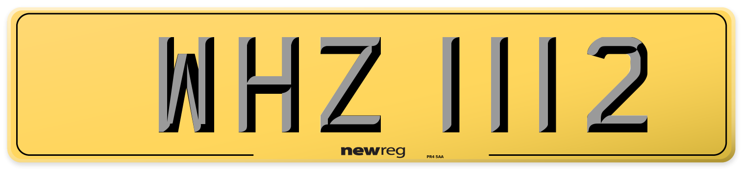 WHZ 1112 Rear Number Plate