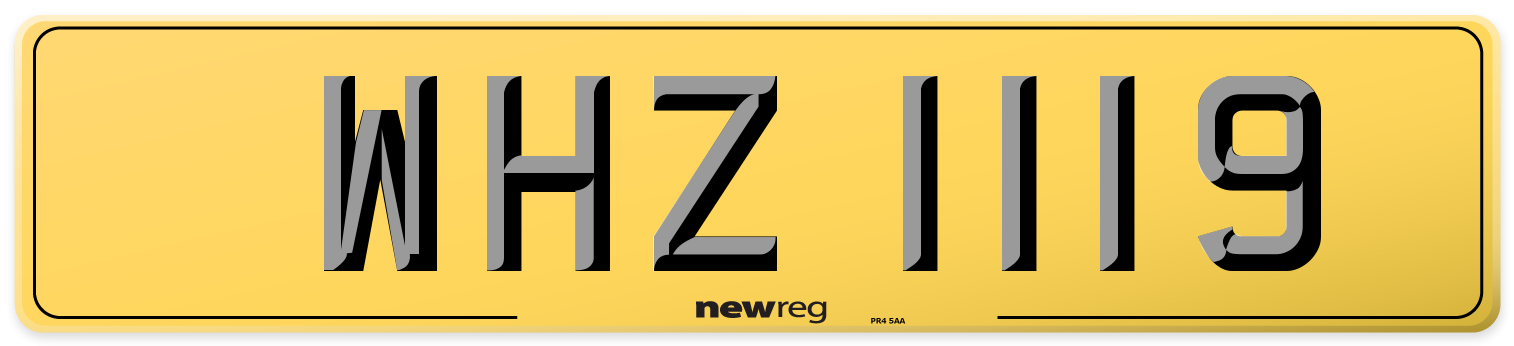 WHZ 1119 Rear Number Plate