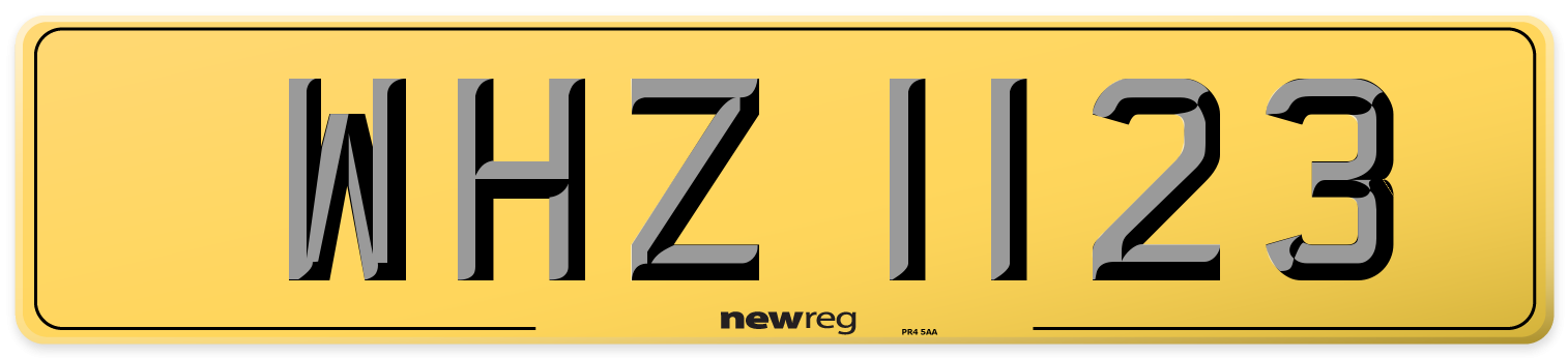 WHZ 1123 Rear Number Plate