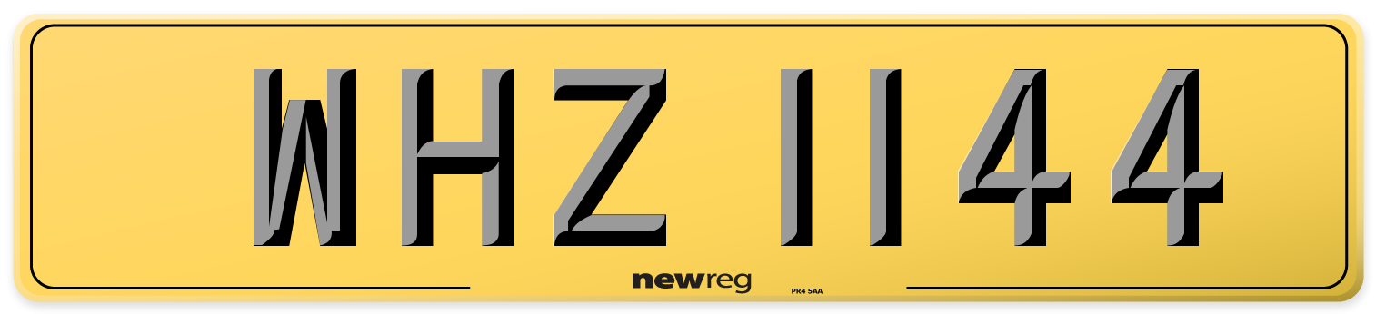 WHZ 1144 Rear Number Plate