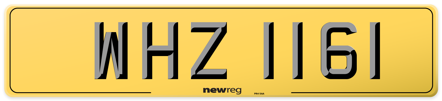 WHZ 1161 Rear Number Plate