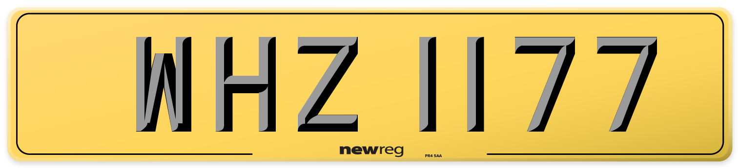 WHZ 1177 Rear Number Plate