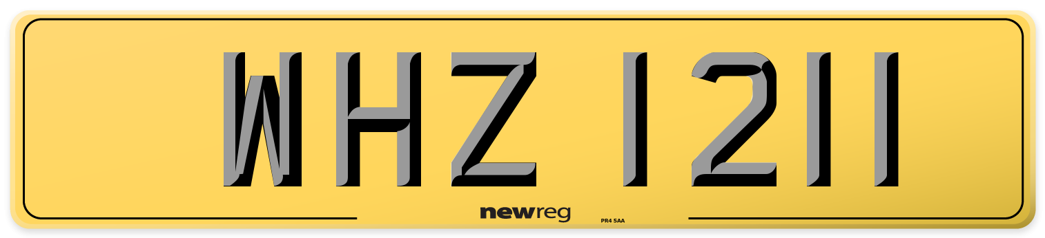 WHZ 1211 Rear Number Plate
